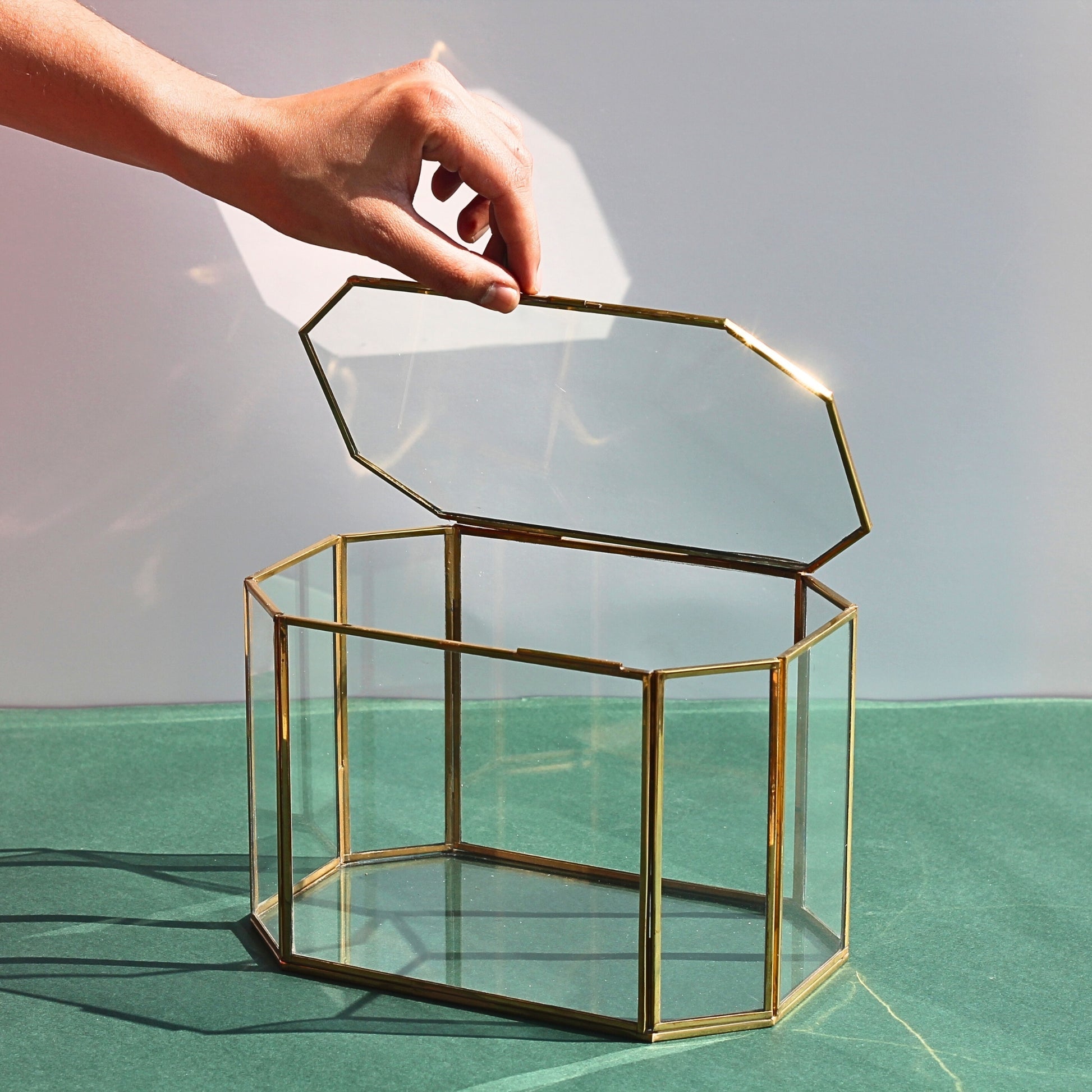 Glass & Brass Utility/Jewellery Box