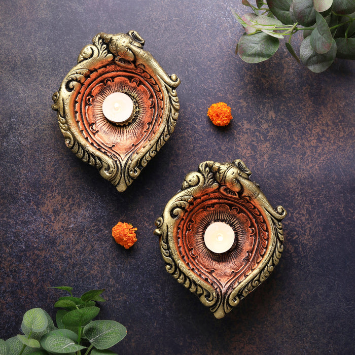 Large Elephant Diya Set of 2