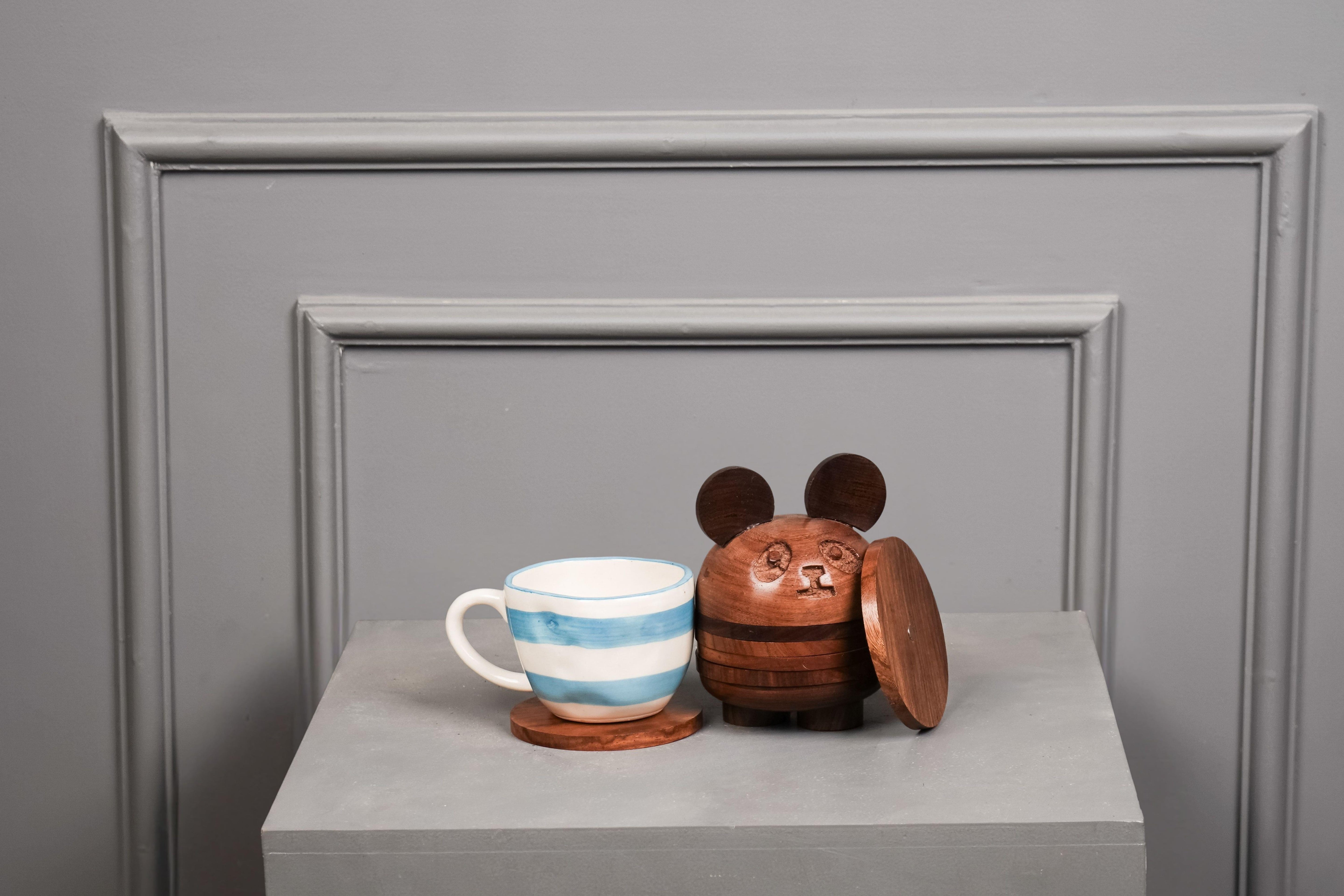 Handcrafted Wooden Panda Coaster ( Set of 6)