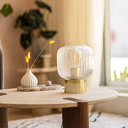 Chi Table Lamp Small | Mild Steel and Clear Lined Glass