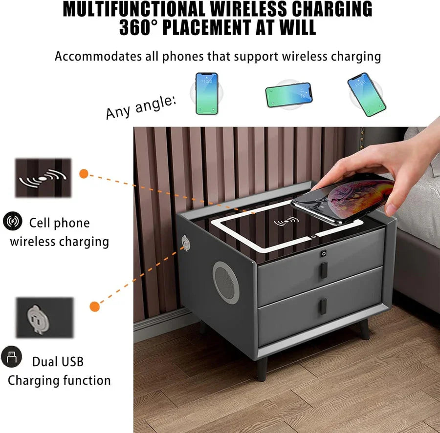 Smart Bedside Table with speaker and charger