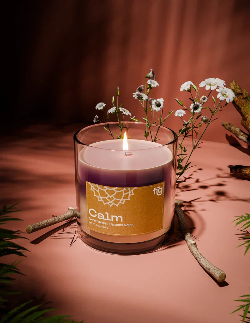 Calm Vanilla & Caramel Vegan Wax Candle - Palm Wax Scented