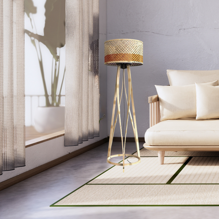 Bamboo Wooden Floor Lamp | Standing Light For Home Decor & Living Room