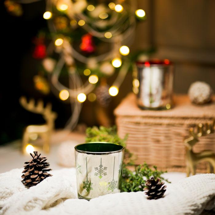 Snowflake Embossed Votive | Frosted Winter Candle Holder