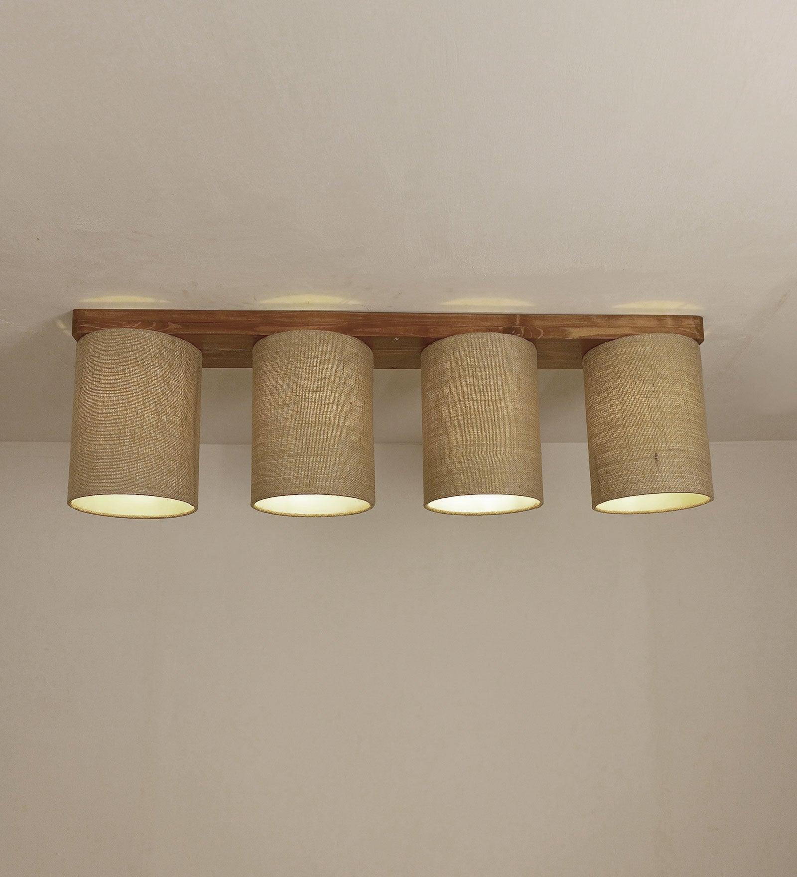 Elementary Brown Wooden 4 Series Ceiling Lamp