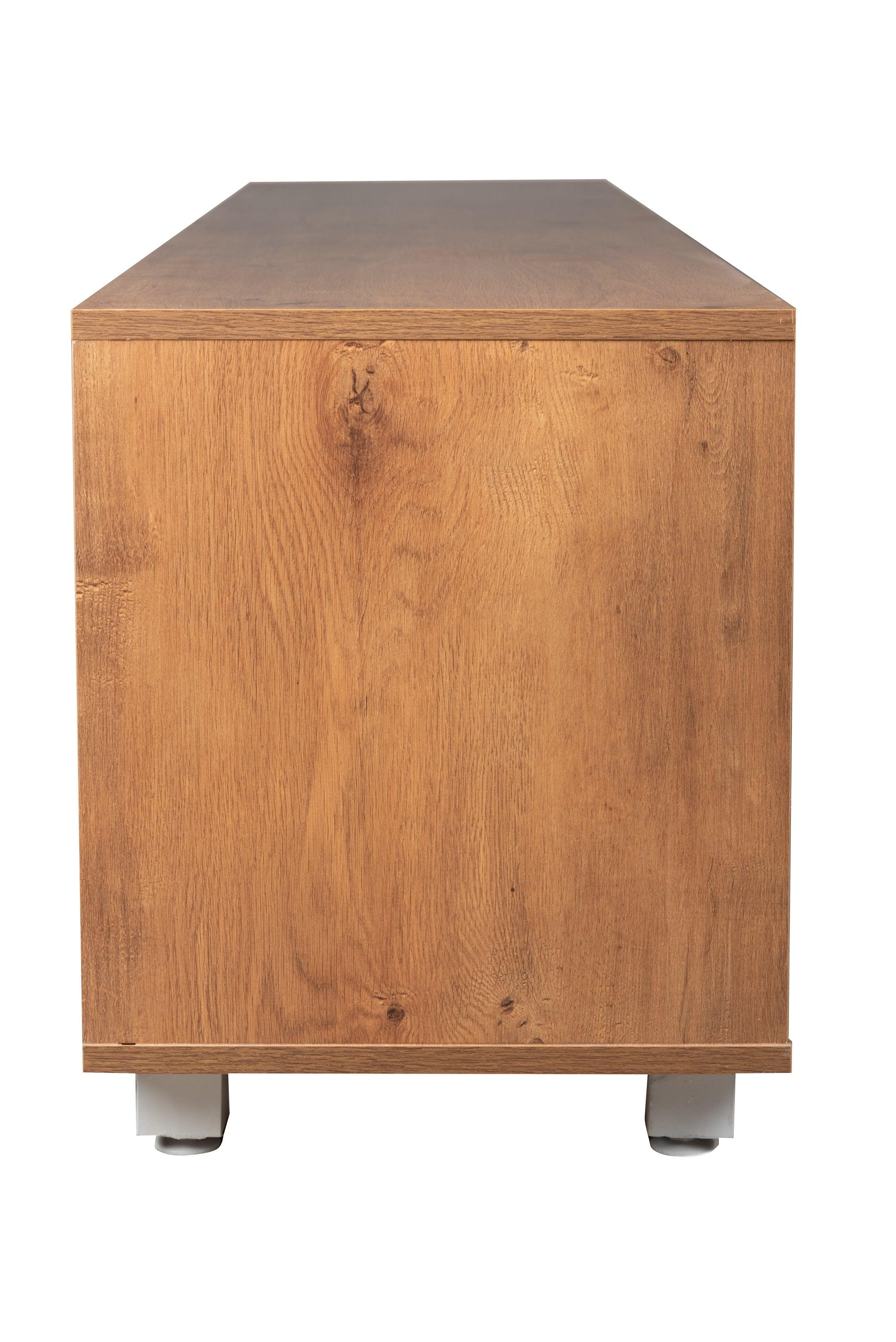 Minion  Walnut Finish TV Unit | Modern Wooden TV Stand with Storage & Cable Management