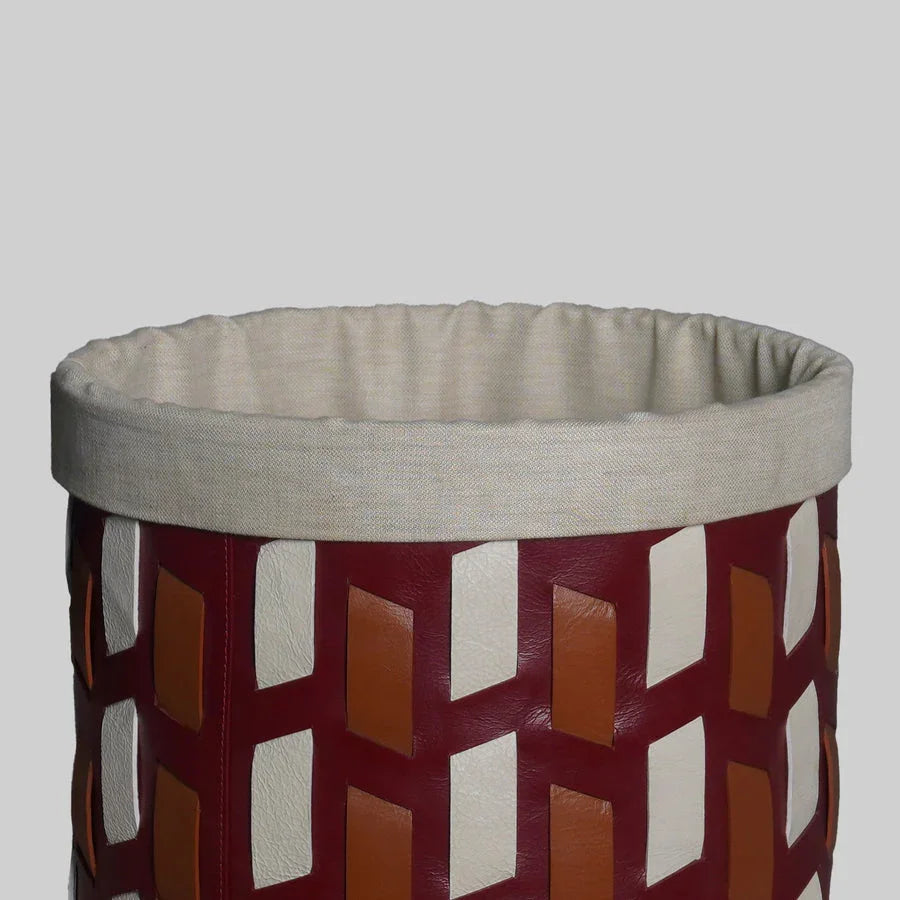 The Tresso Laundry Basket | Maroon, Tan, White