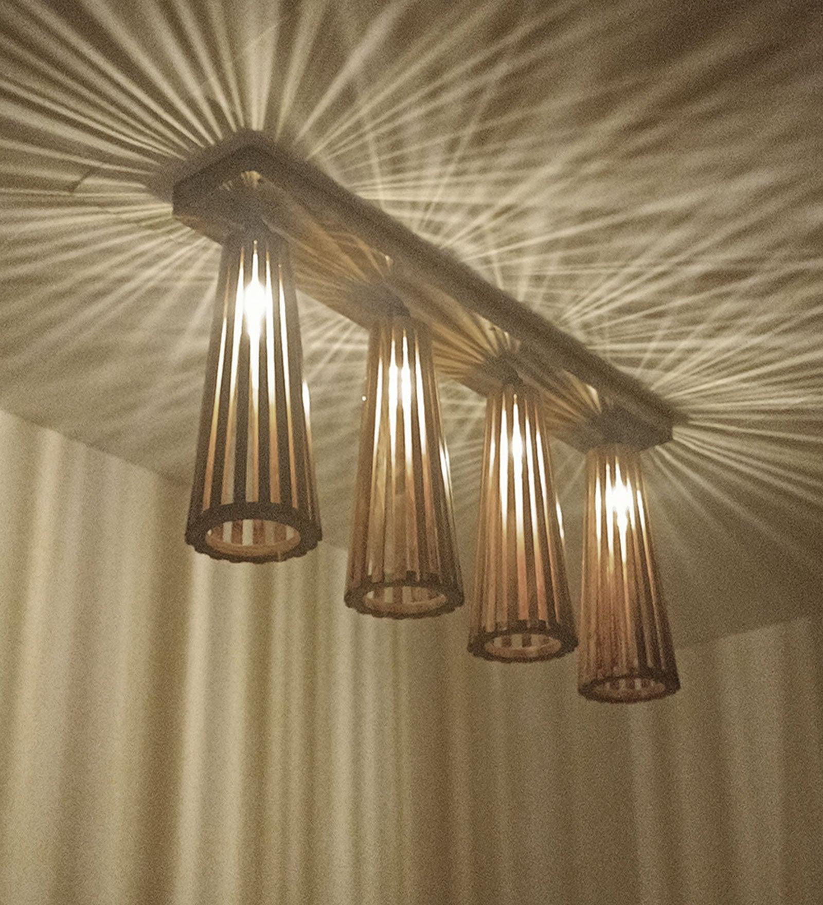 Bole Brown Wooden 4 Series Ceiling Lamp