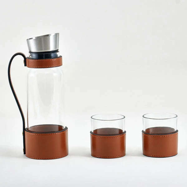 Leather Water Jug With Cups
