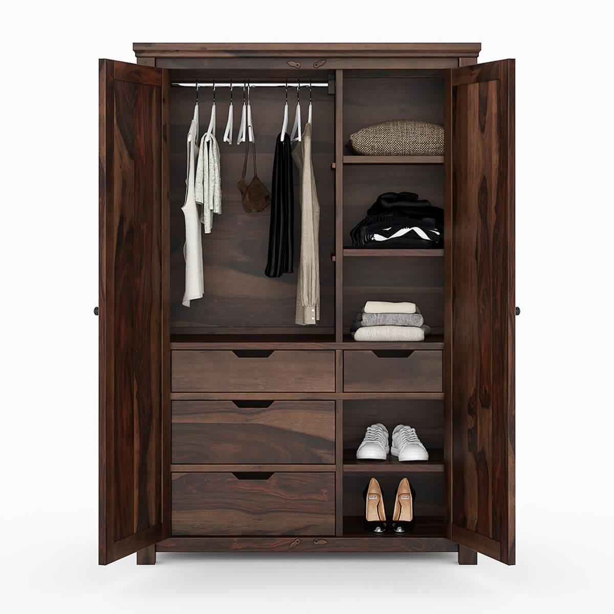 Claire Solid Sheesham Wood  Wardrobe In Provincial Teak Finish