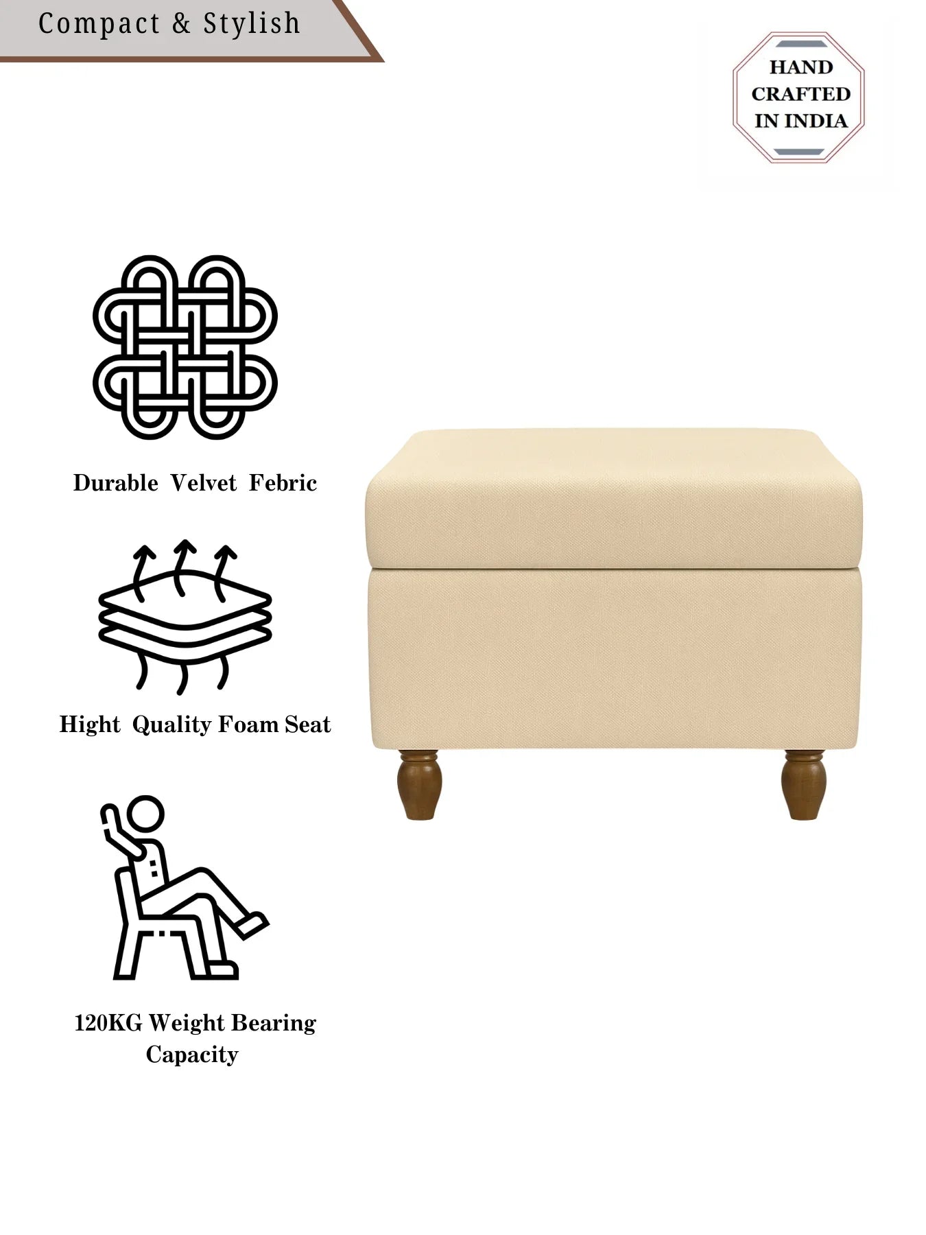 Modern Trunk Storage Ottoman-Beige