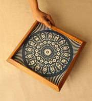 Square Tray Teak Blue