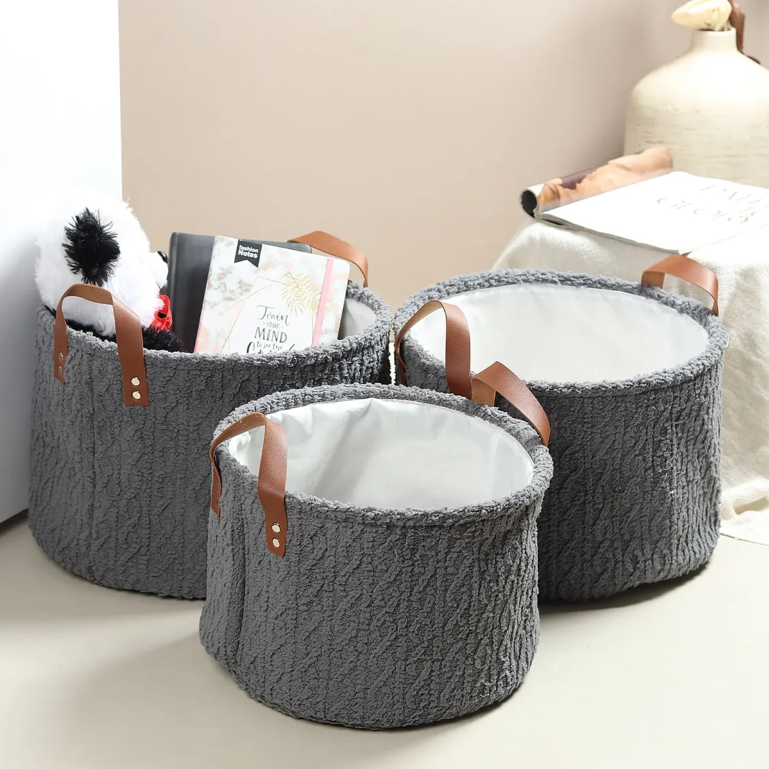 Leni Ash Grey Basket set of 3