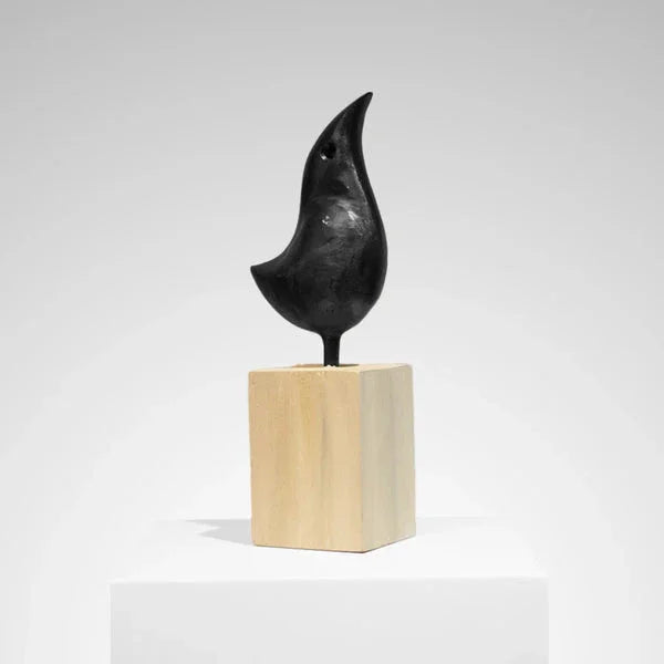 Shadow Perch - Abstract Metal & Wood Bird Figurine
