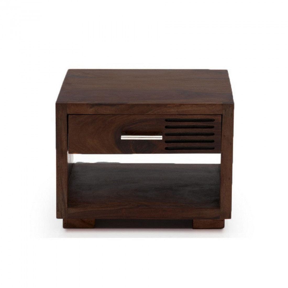 Provo Solid Sheesham Wood Bedside Table with Storage Drawer | Sofa Side Table for Bedroom & Living Room