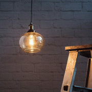 Contemporary Lustrous Glass Bowl Pendant Hanging Light Lamp For For Indoor & Outdoor Decor