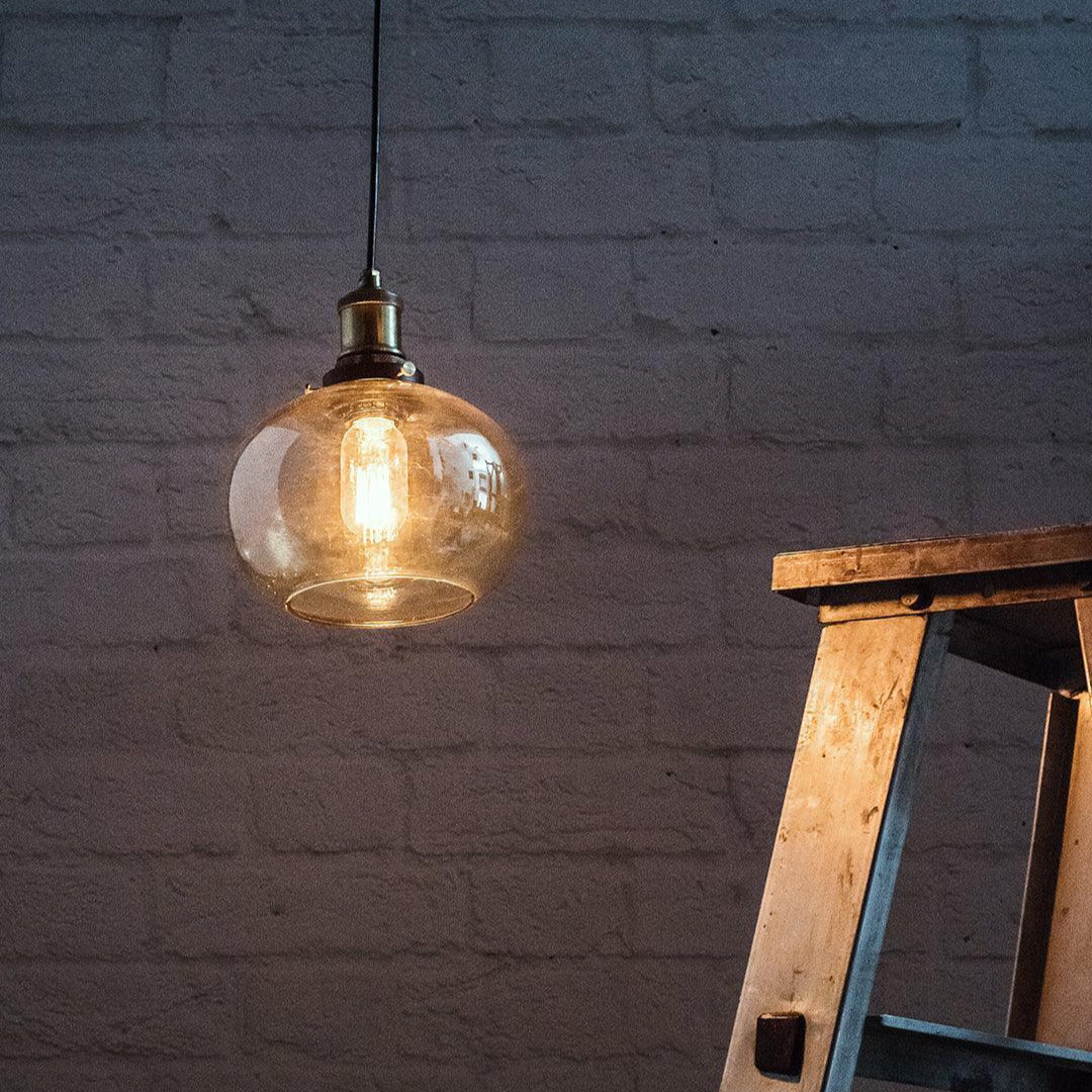 Contemporary Lustrous Glass Bowl Pendant Hanging Light Lamp For For Indoor & Outdoor Decor