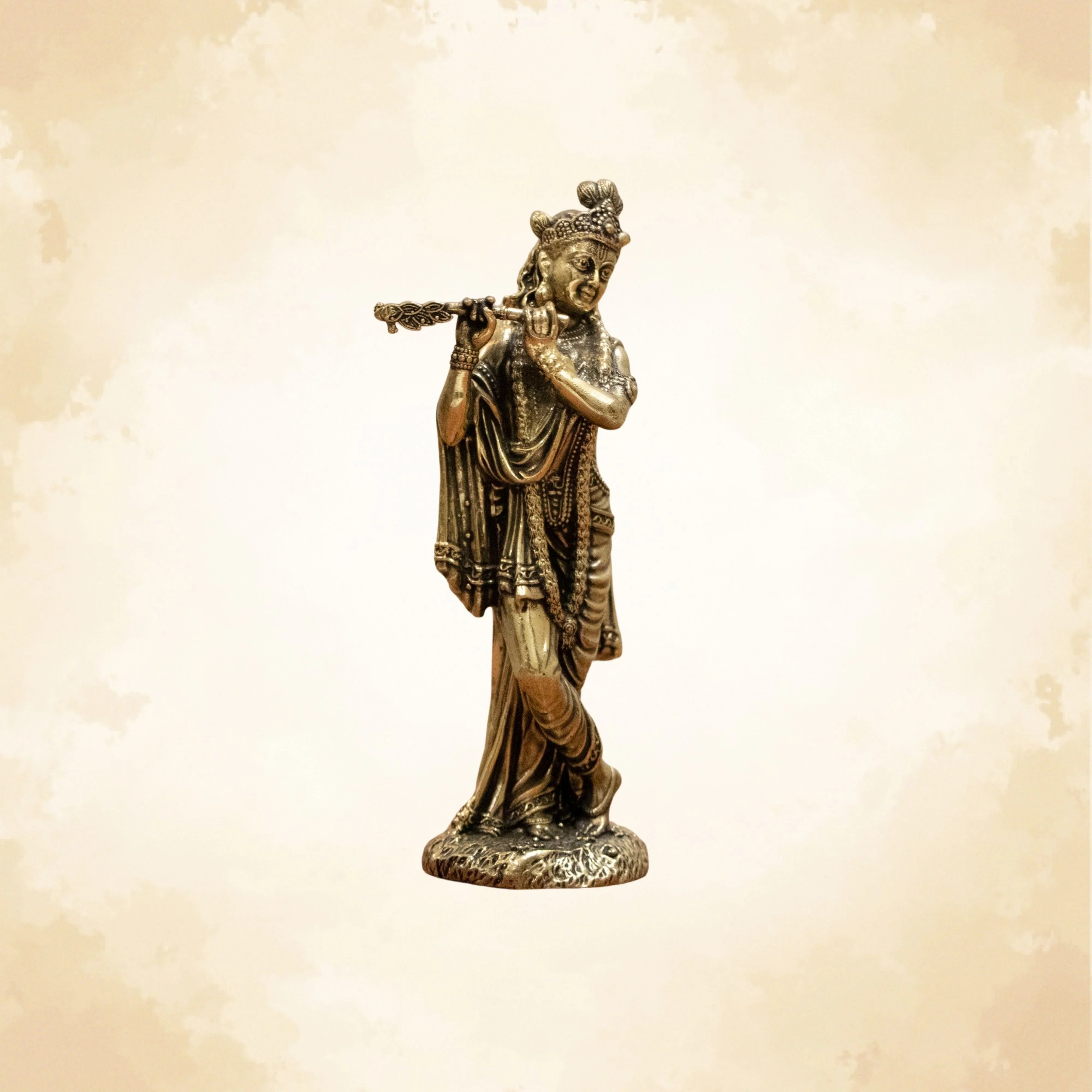 Elegant Lord Krishna Brass Idol – Bring Home Divine Grace & Serenity - 8 Inches