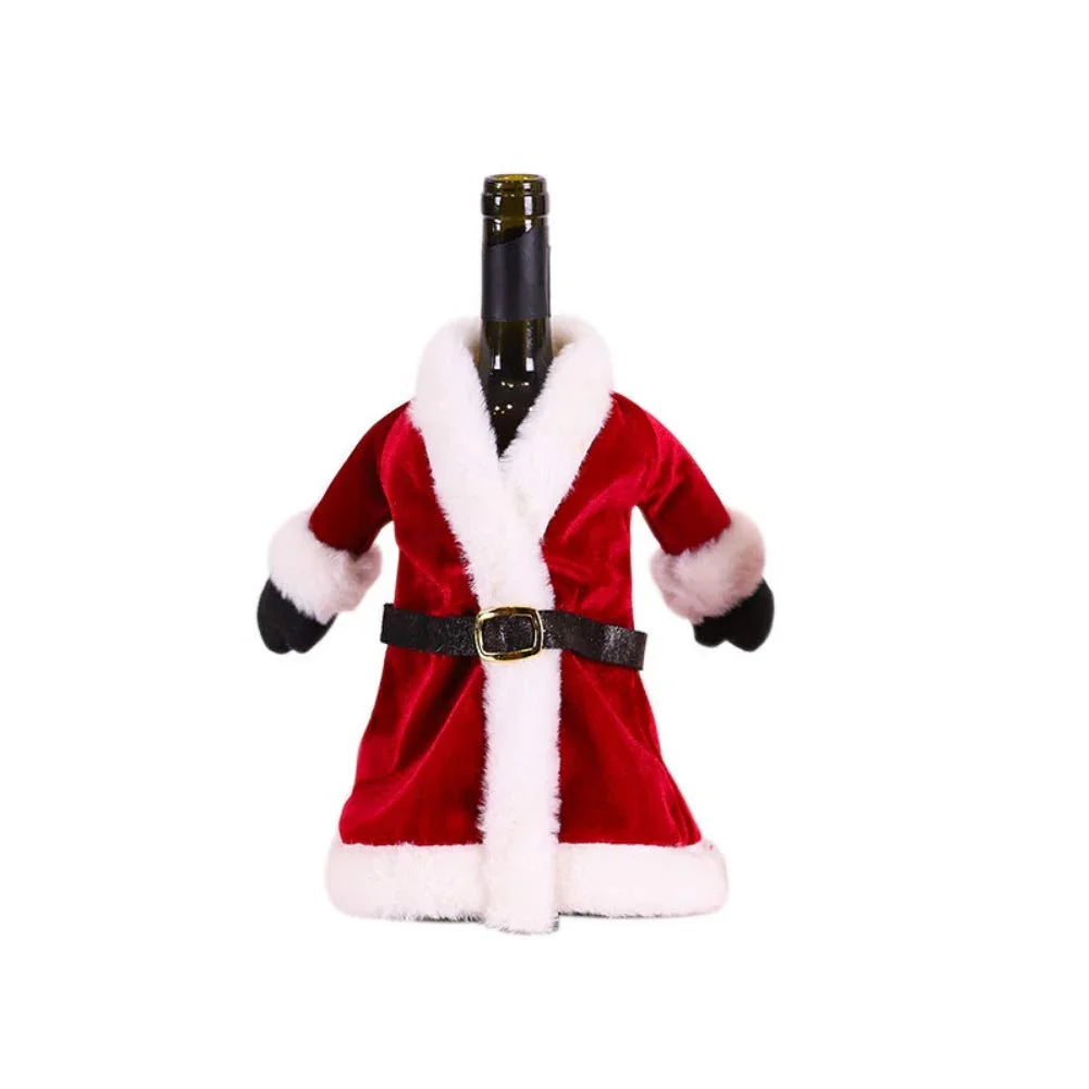 Velvet Dress Christmas Wine Bottle Cover | Christmas Wrapping Pouch for Wine Bottle
