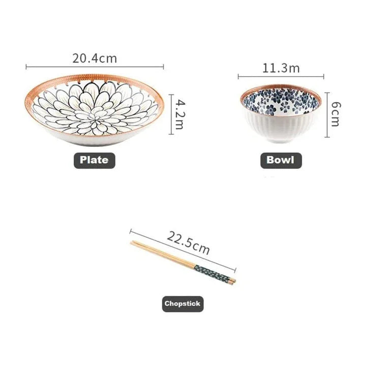 Japanese Style Ceramic Rice Bowl Set of 5