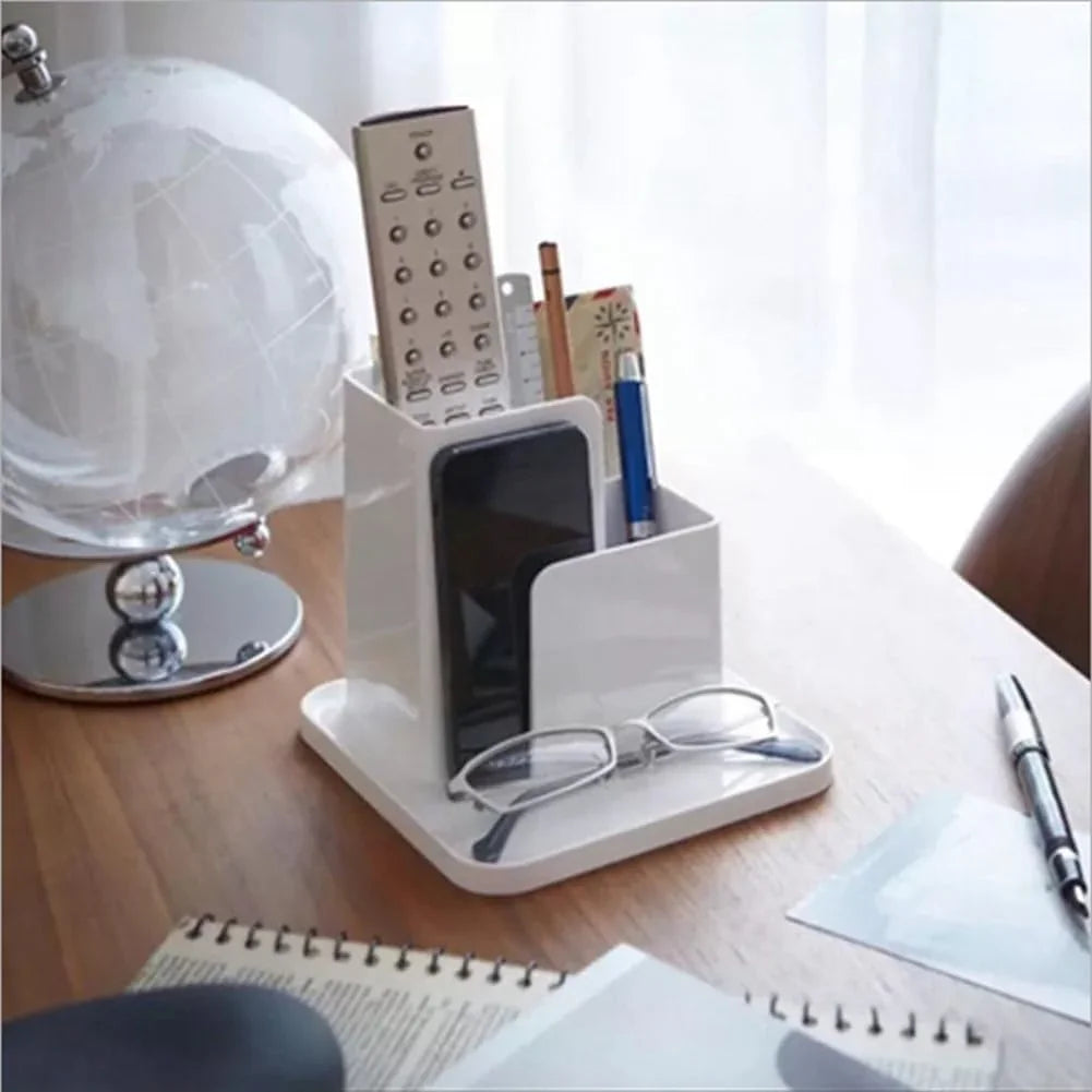 Black & White Resin Small Desk Organizer | Tabletop Storage Stand For Home