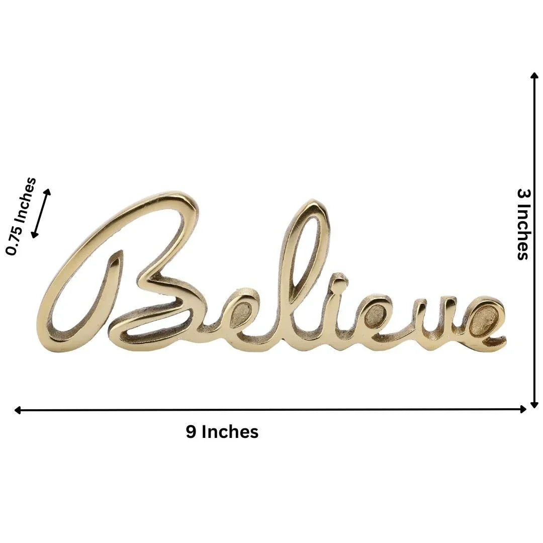 Gold Plated Freestanding Sign | Inspirational Believe Quote
