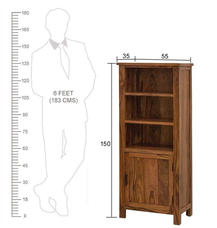 Tallboy Solid Sheesham Wood Bookshelf In Honey Finish