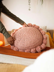 Nimbus Round Cushion | Knitted Wool Decorative Cushion for Sofa, Bed & Chair