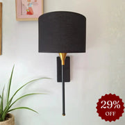 Drum Black Cotton Shade With Metal Base Plate Wall Light