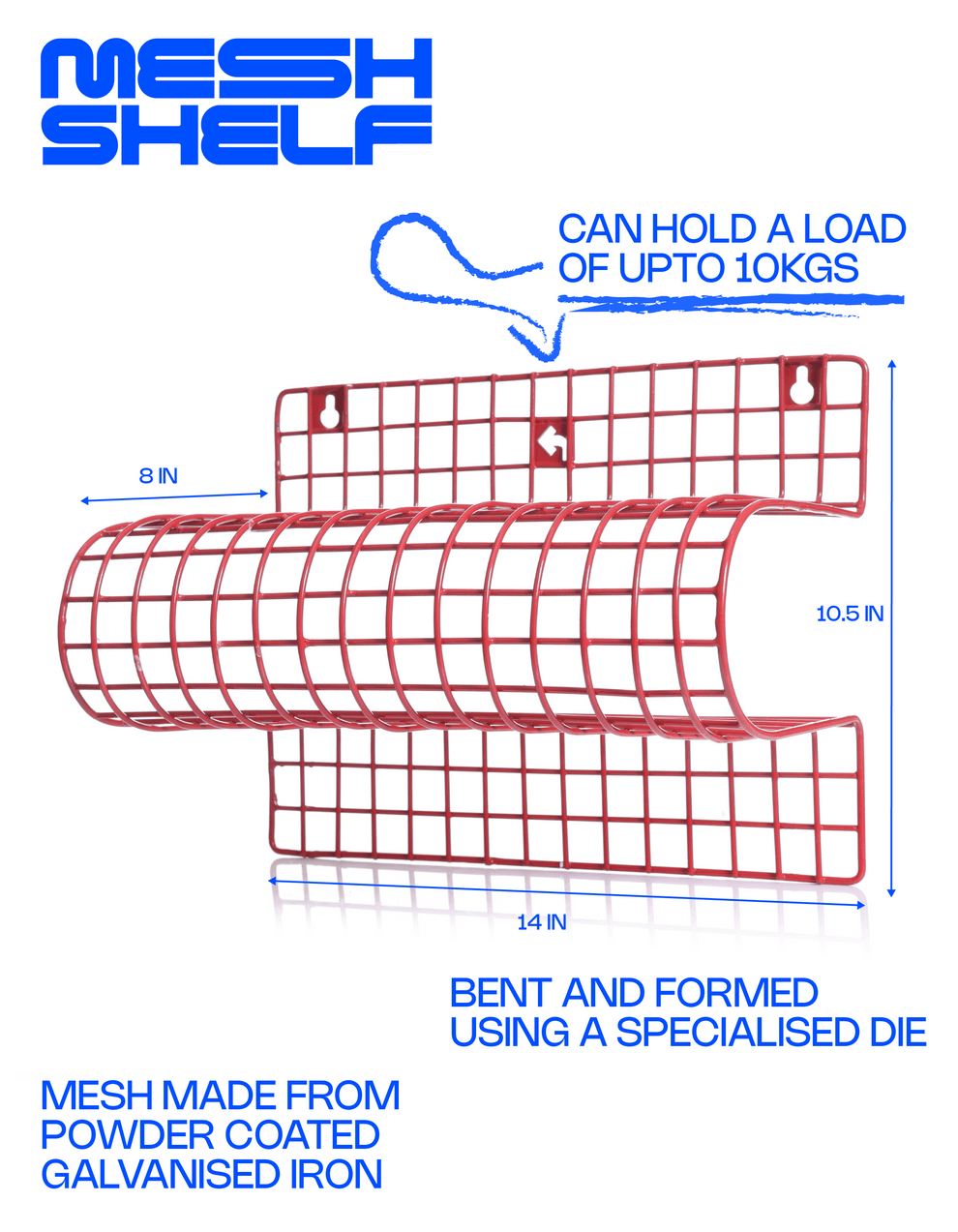 Mesh Wall Shelf | Multipurpose MS Wire Wall Organiser | Modern Storage Solution