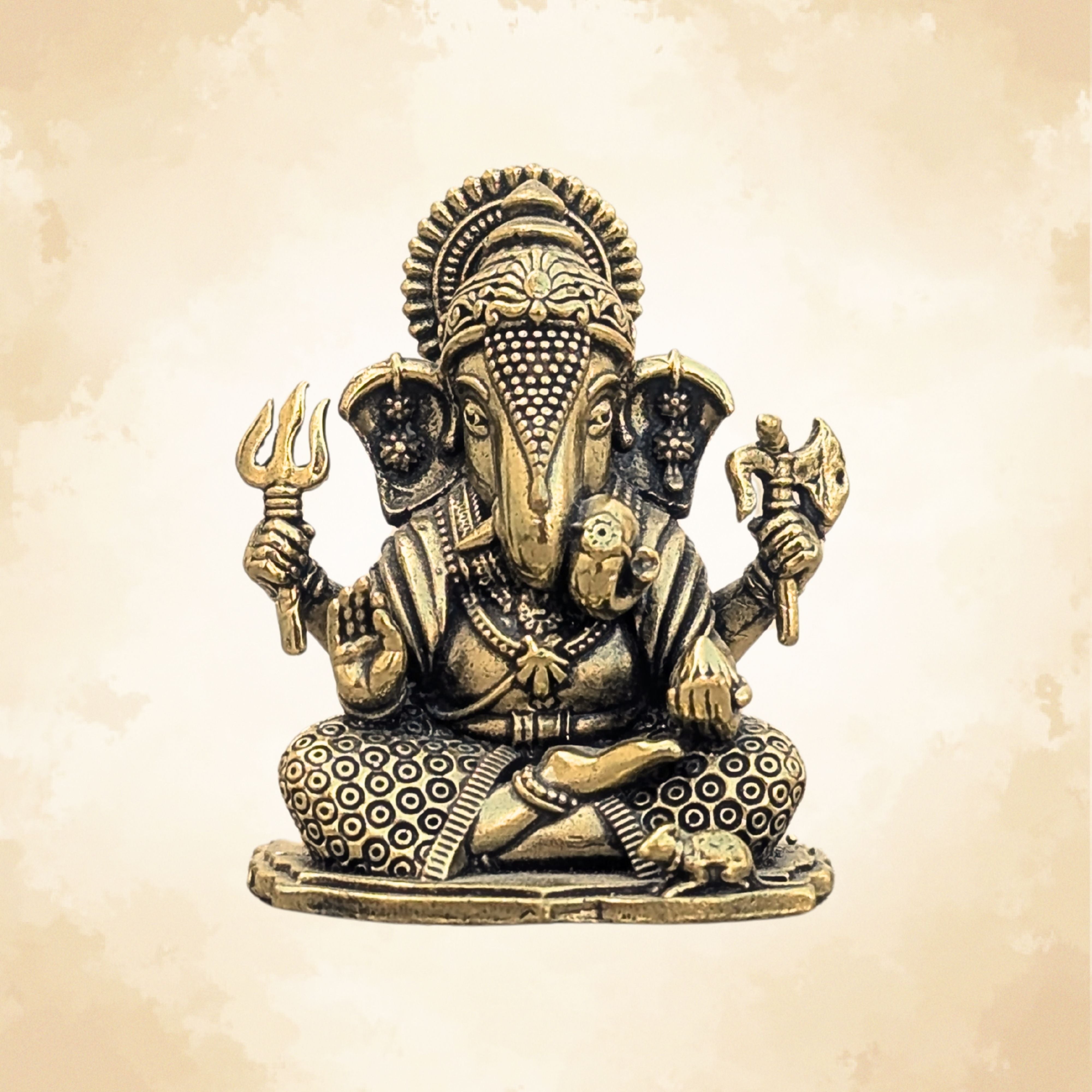 Lord Ganesha Brass Idol (Left Trunk) – Symbol of Wisdom, Prosperity & New Beginnings
