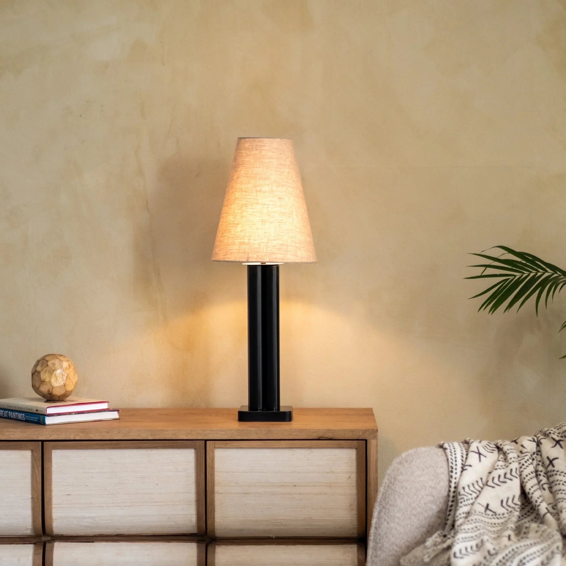 Solis Table Lamp | Mild Steel and Linen Fabric