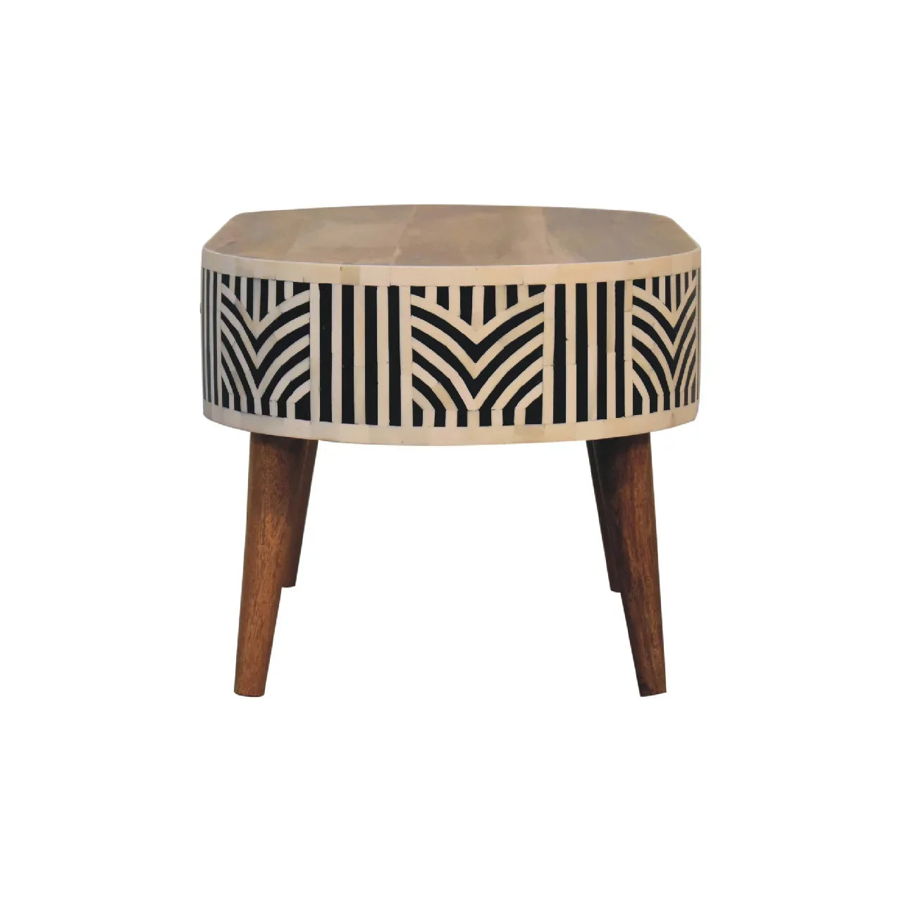 Boho Bone Inlay Console Table | Solid Mango Wood Entryway Table with Drawer