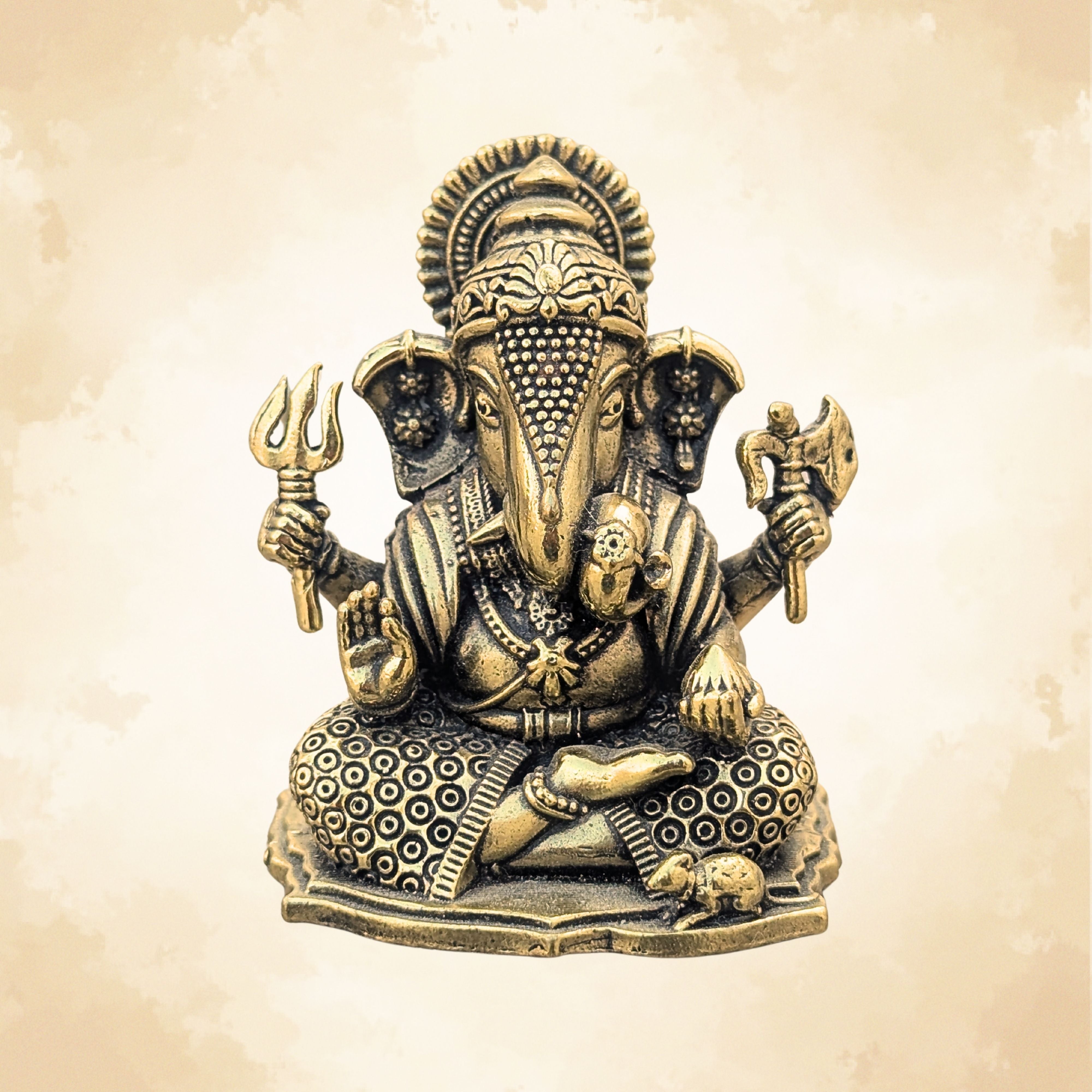 Lord Ganesha Brass Idol (Left Trunk) – Symbol of Wisdom, Prosperity & New Beginnings