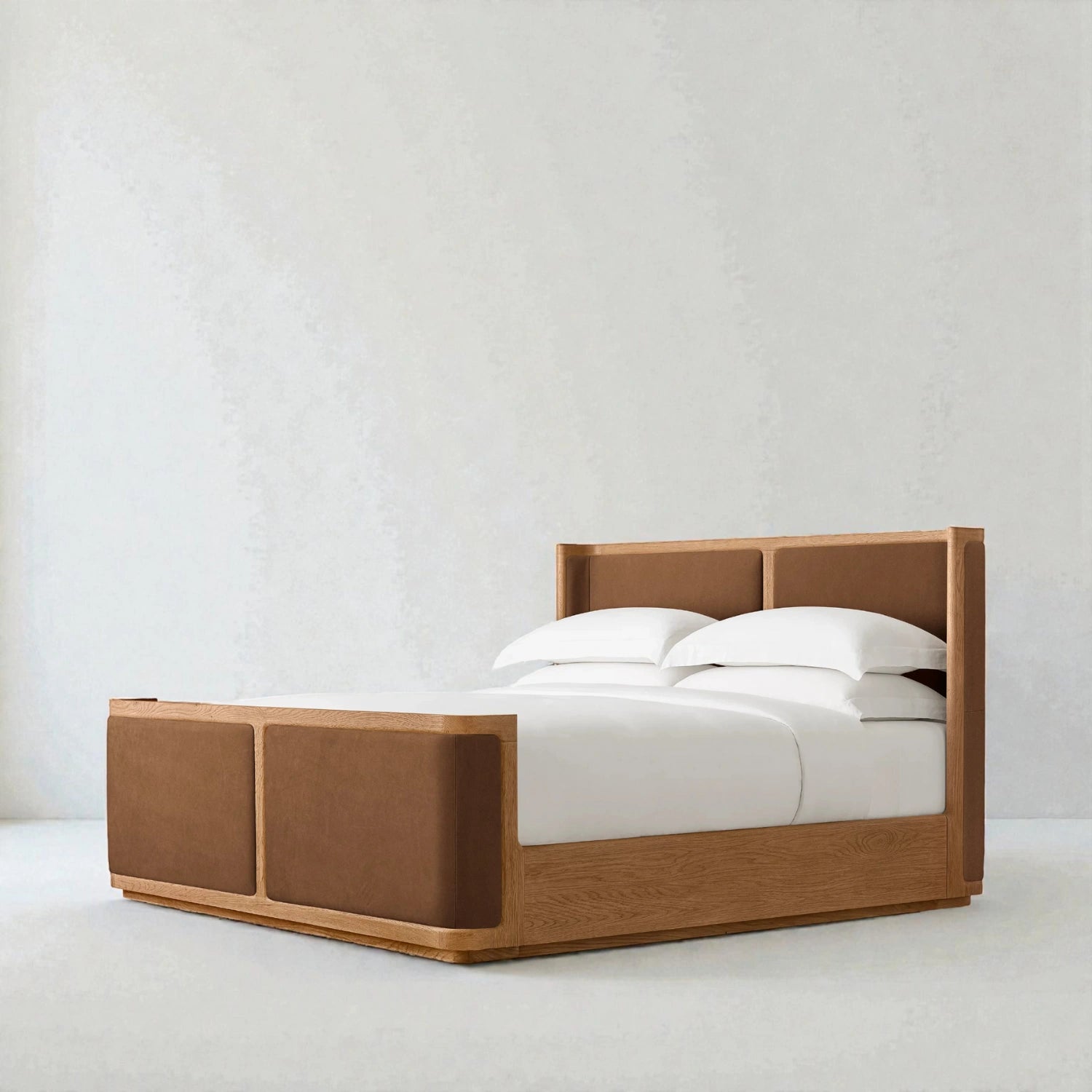Tyrion Solid Ash Wood And Fabric Upholstered King Size Bed