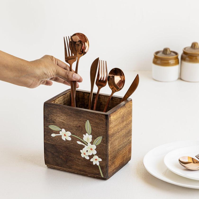 Bella Mango Wood Cutlery Stand