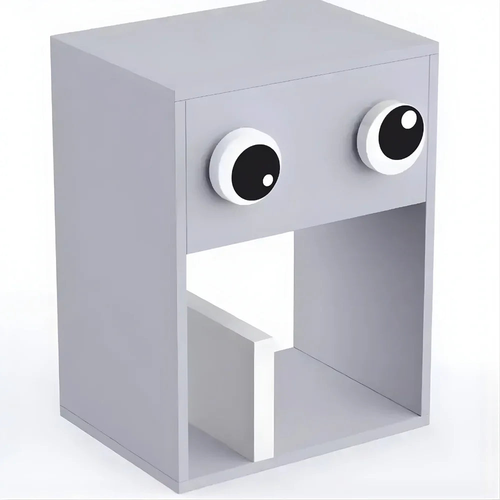 Cute Design Eye Look Kids Bedside Table with 2 Racks & 1 Drawer