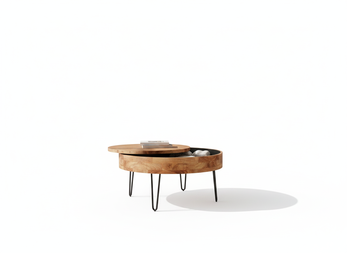 Turn Coffee Table | Acacia Wood, Stainless Steel