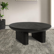 Ribbed Designer Coffee Table | Wooden Center Table for Living Room | Mango Wood Tea Table