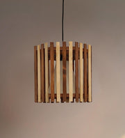 Octa Beige & Brown Wooden Single Hanging Lamp