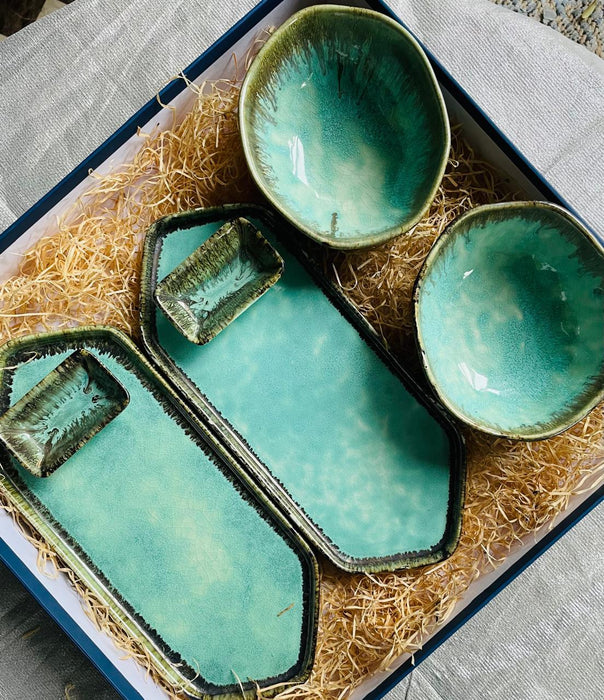 Sea Green Serving Platters