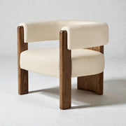 Loco Solid Teak Wood & Fabric Upholstery Armchair