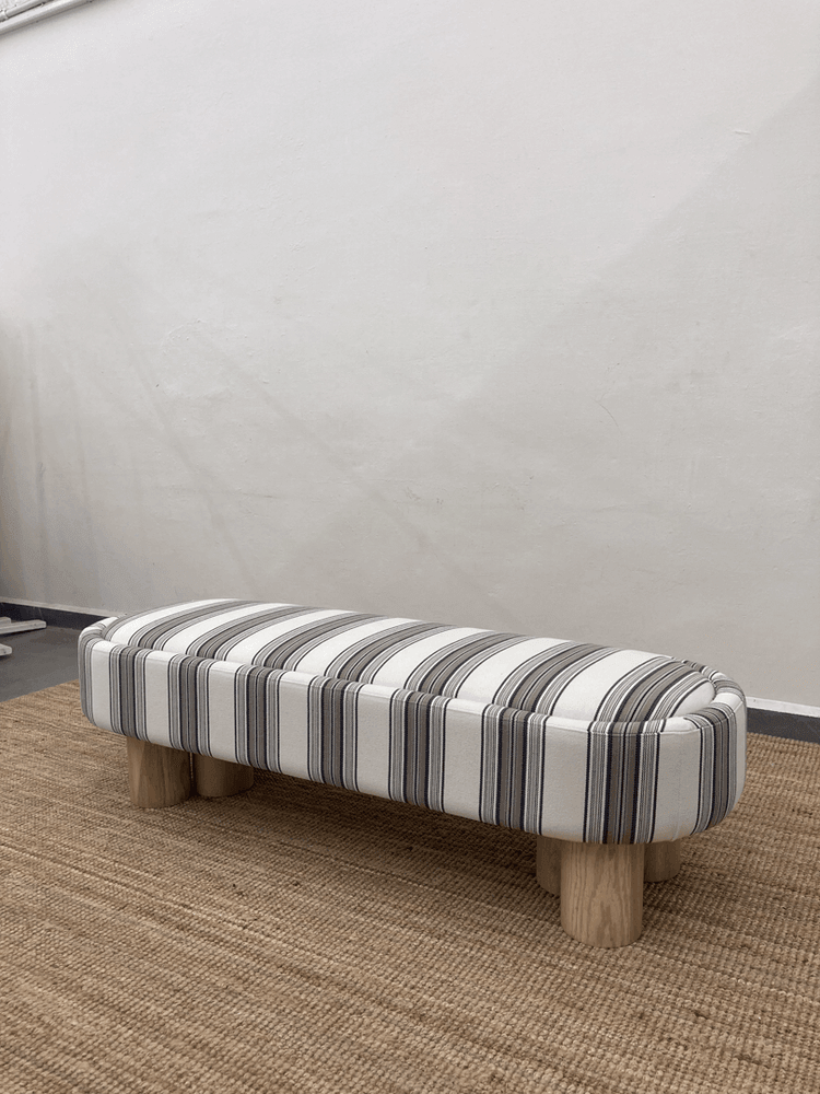 Pillar Bench | Fabric Upholstery, Solid Ash Wood