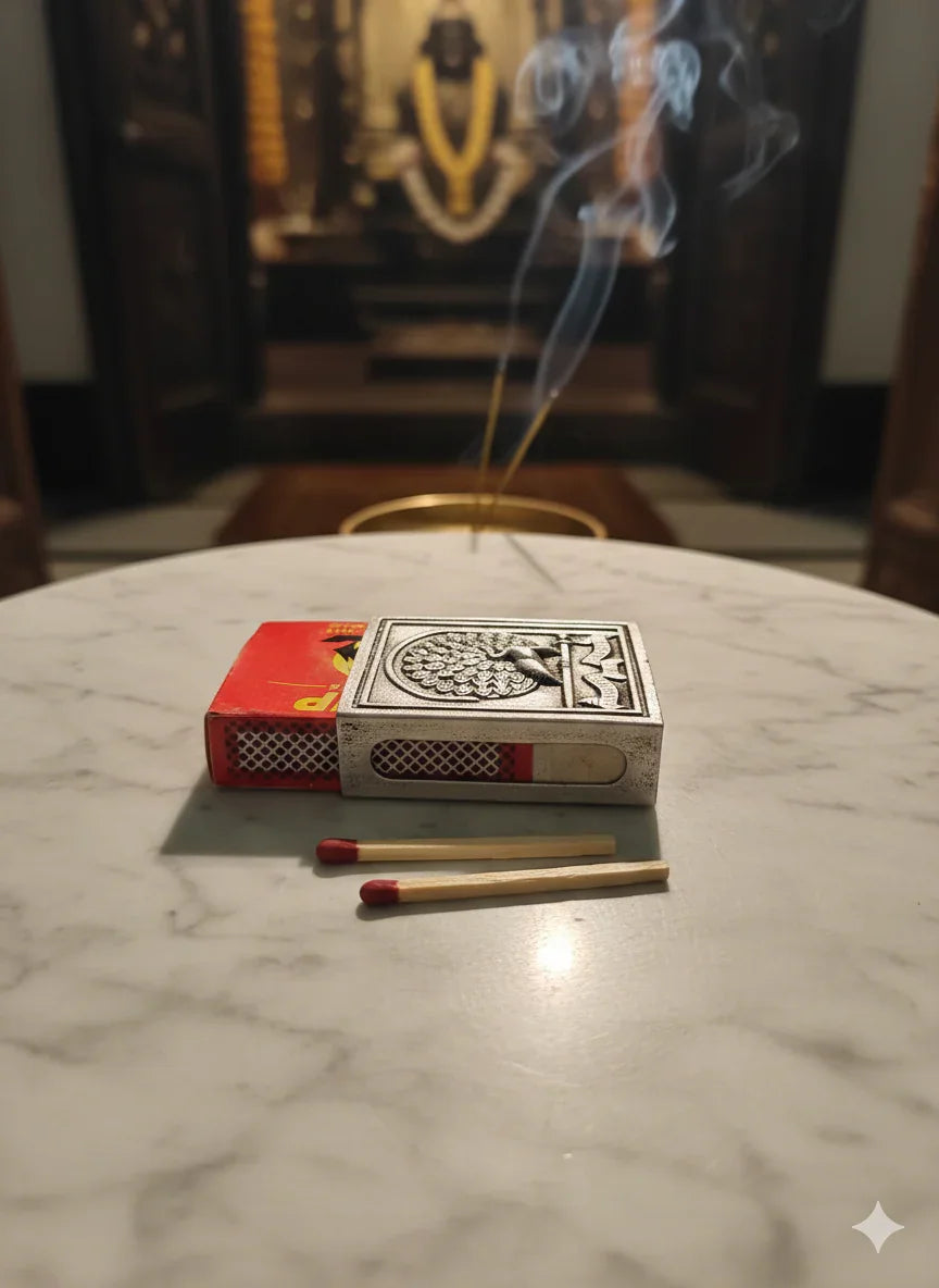 Pure Silver Plated Brass Peacock Matchbox Cover