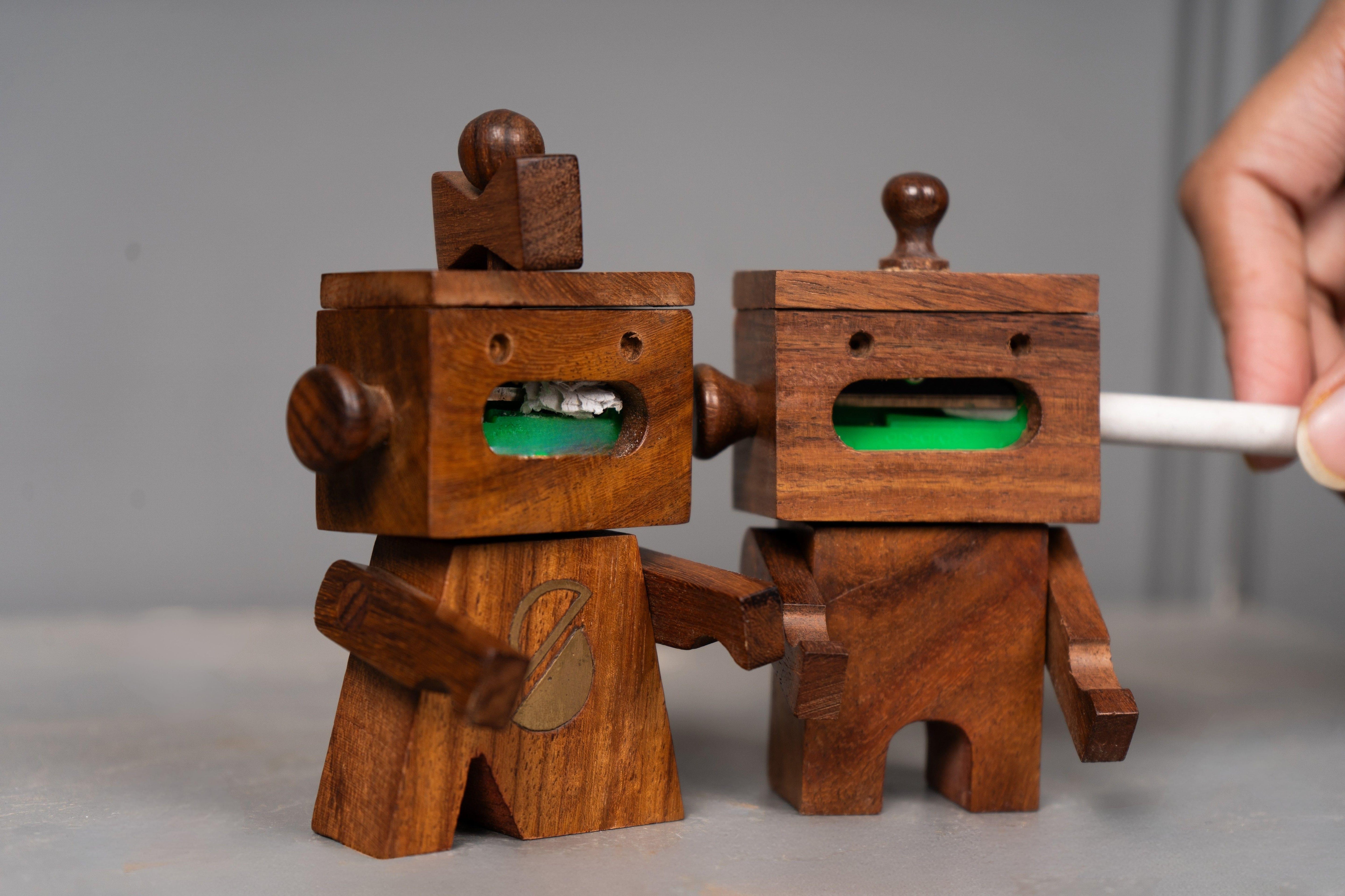 Natural Sheesham Wood Designer Pencil Sharpener | Handcrafted Magnetic Male Sharpener for Artists & Students