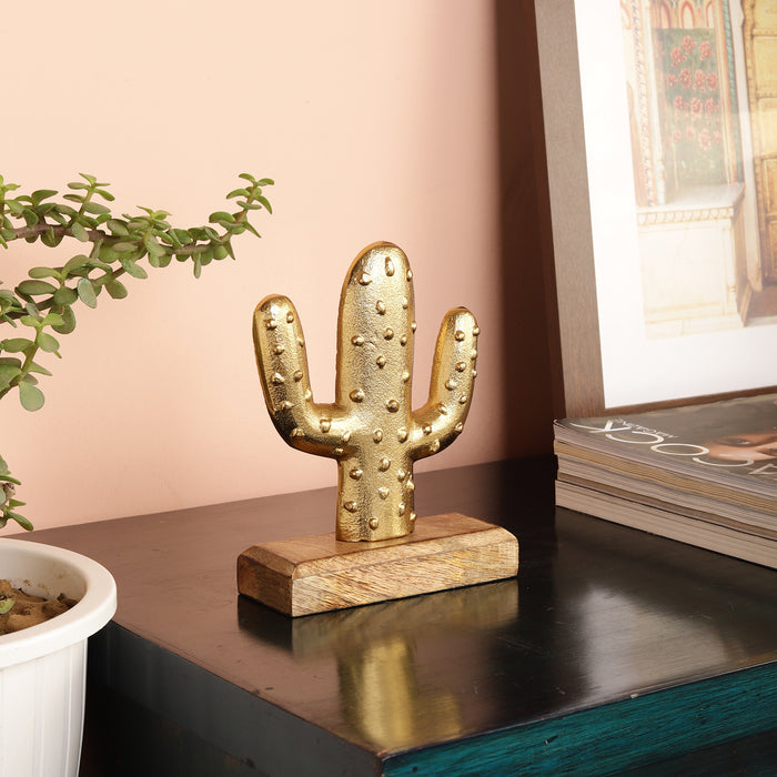 Cactus Decor Showpiece - Gold