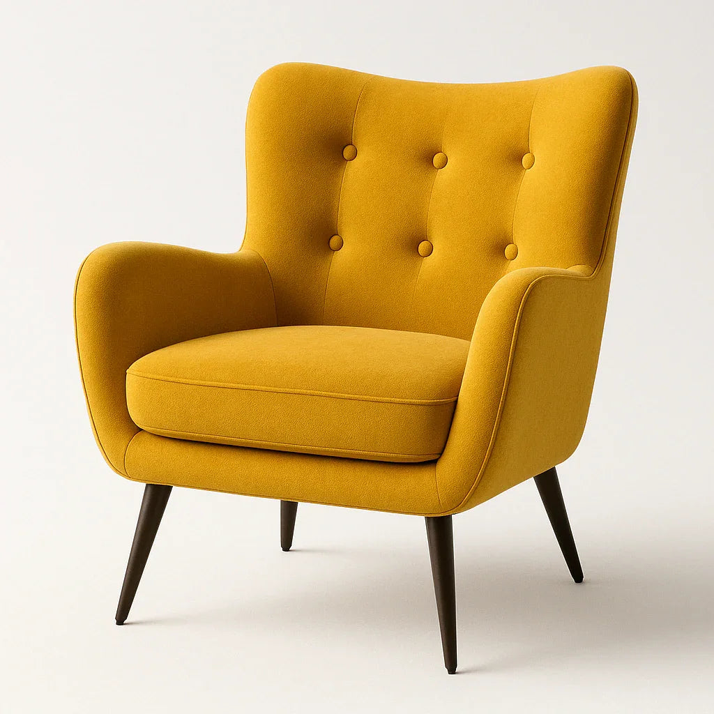 Royal Yellow Comfortable Tufted Velvet Sofa Lounge Chair