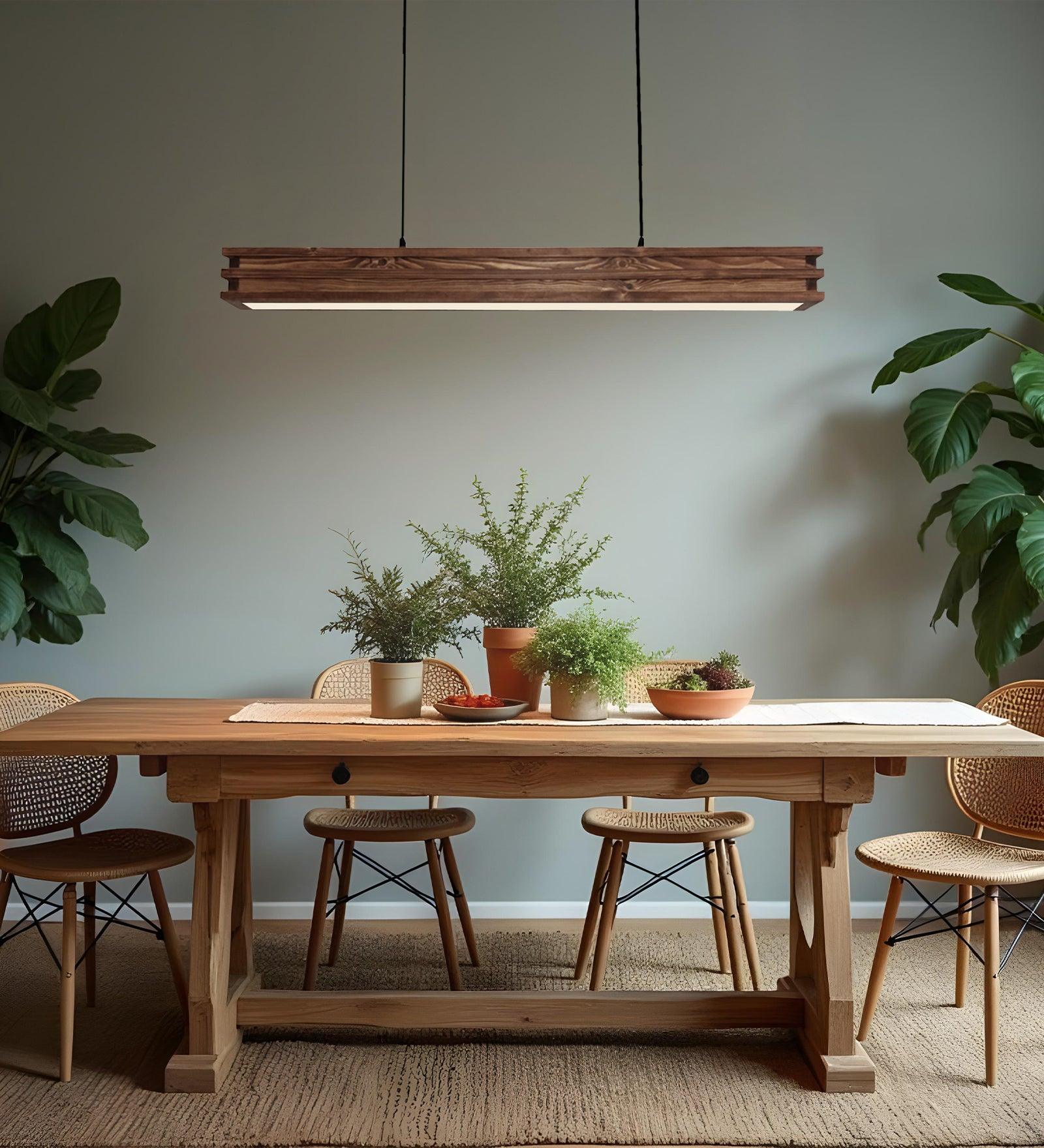 Artline Brown Wooden Led Single Hanging Lamp