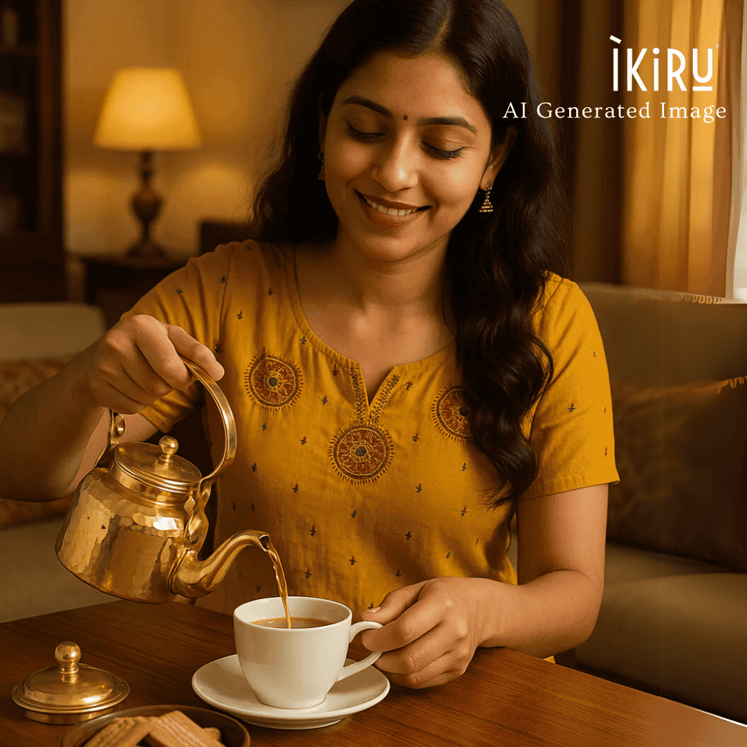 Brass Tea Pot | Serving Tea Kettle | Brass Hammered Tea Kettle | Vintage Teapot - 1 LTR