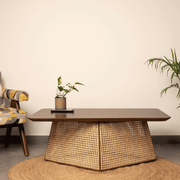 Ariella Teakwood Cane Coffee Table for Living Room | Center Table | Home Decor Tea Table
